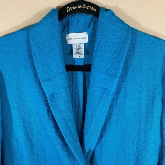 SOFT Surroundings Teal Blue Toggle Oversized Blazer Shacket XS - Picture 6 of 14